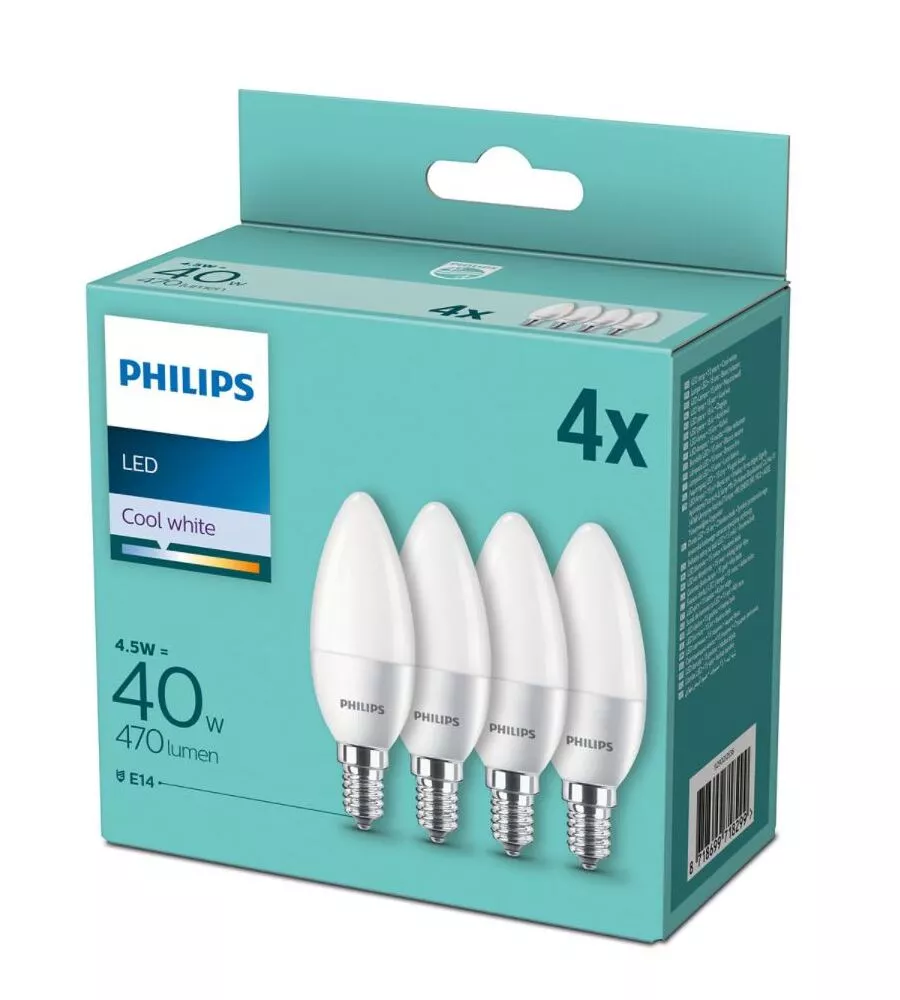 4 lampadine led philips 5w 470lm, e14